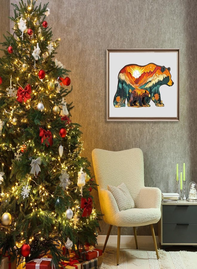 DOCRAGI Wooden Puzzles for Adults - Forest Bears Wooden Jigsaw Puzzle - Unique Animal Shaped Wood Puzzles Adult - Christmas Birthday Gifts for Adults/Friends/Family - 160pcs 13.1 * 7in - Image 2